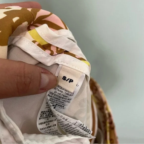 Tory Sport Skort Skirt Shorts Floral Brown Pink Yellow Cream Women Size Small - Picture 8 of 8